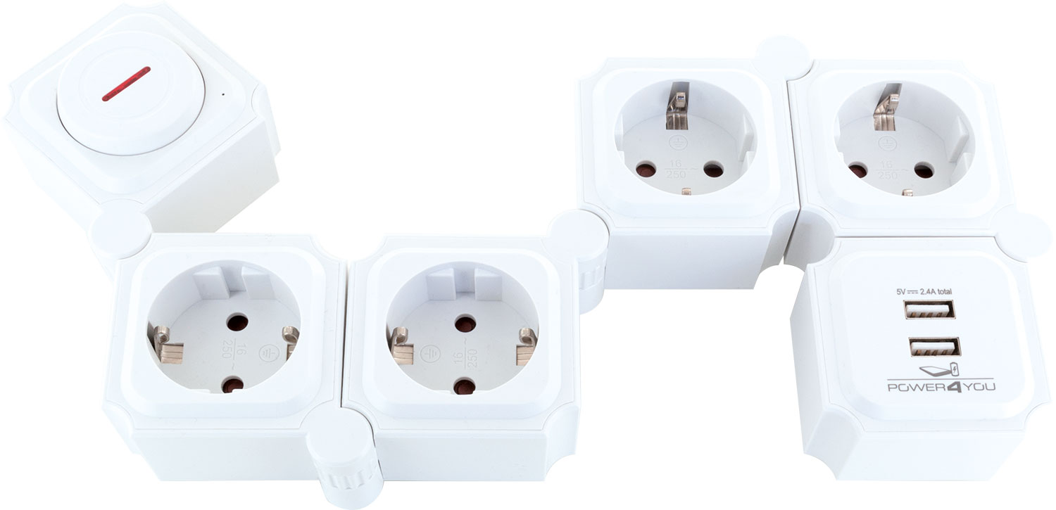 Schwaiger witte stekkerdoos met USB