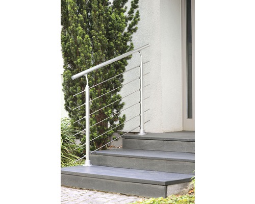 Pertura Silenos complete leuningset, aluminium met zes roestvrijstalen staven voor vloermontage, breedte: 1,50 m