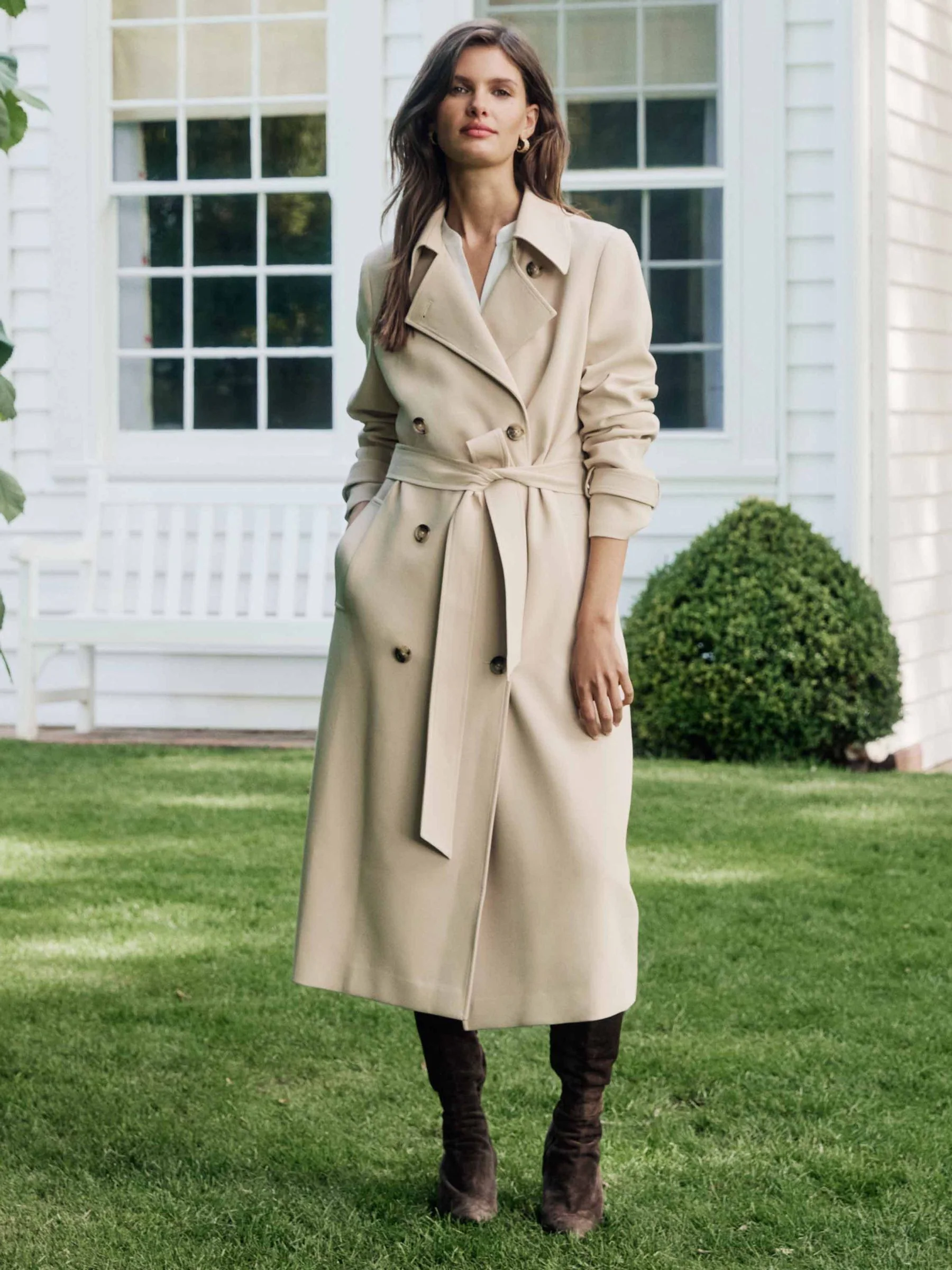 Crème - Forever New Leanne Crepe Trench Coat
