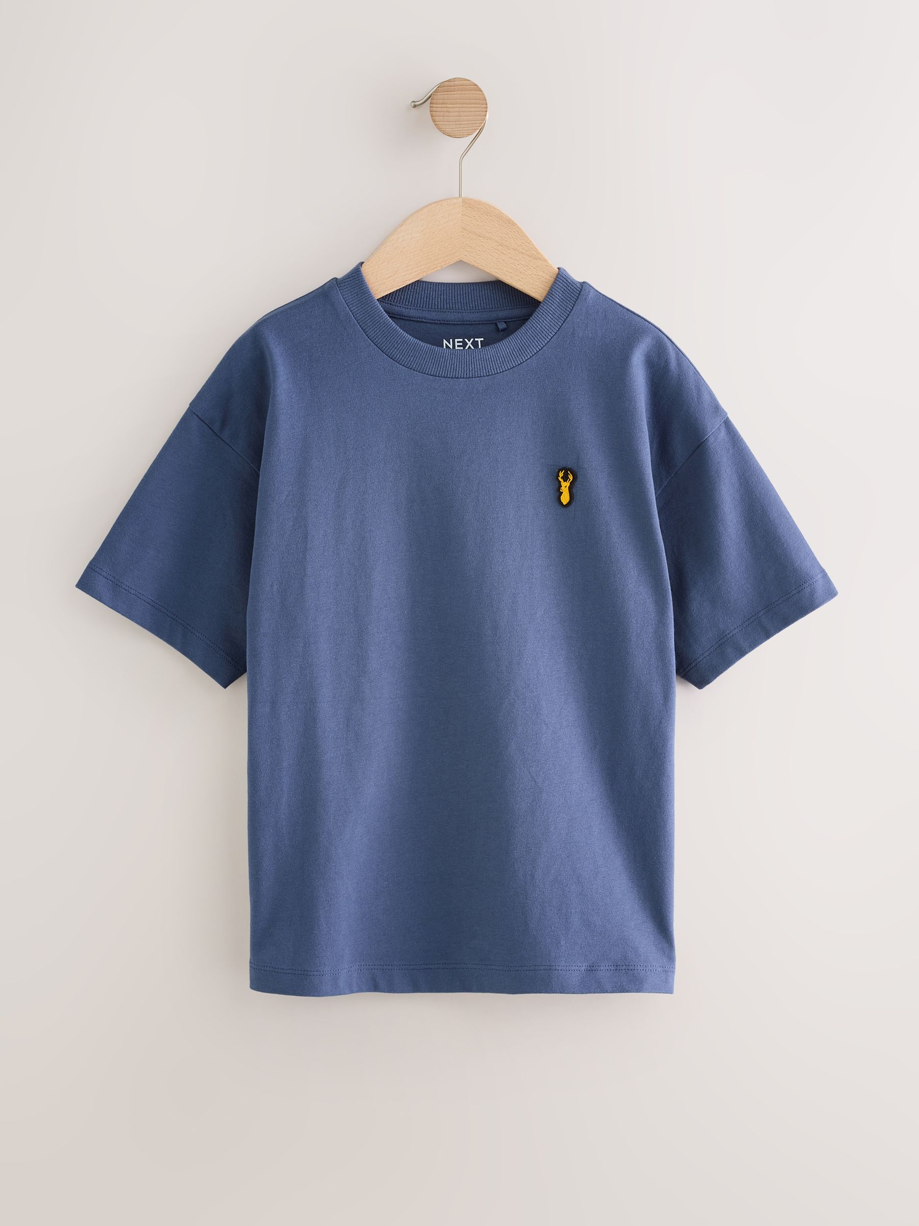 Blue/Rust/Khaki/Black - Ruimvallende T-shirts met korte mouwen van 100% katoen, verpakking van 4 stuks (3-16jaar)