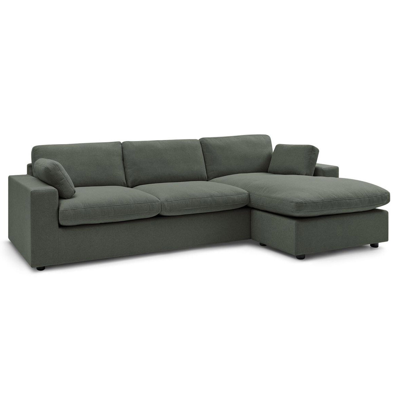 Bobochic Canapé d'angle fixe réversible belair vert - 280x139 cm