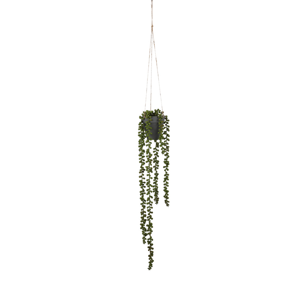 Mica decorations - senecio artificielle à suspendre vert en pot h56