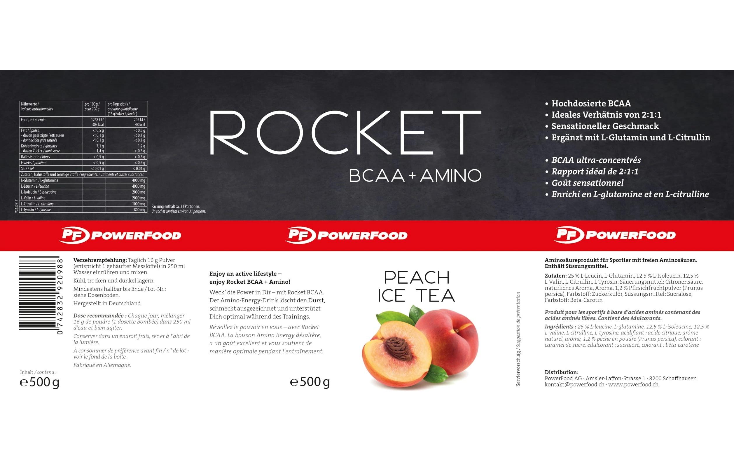 Pulver One Rocket BCAA Pfirsich 500 gAmino-Energiegetränk