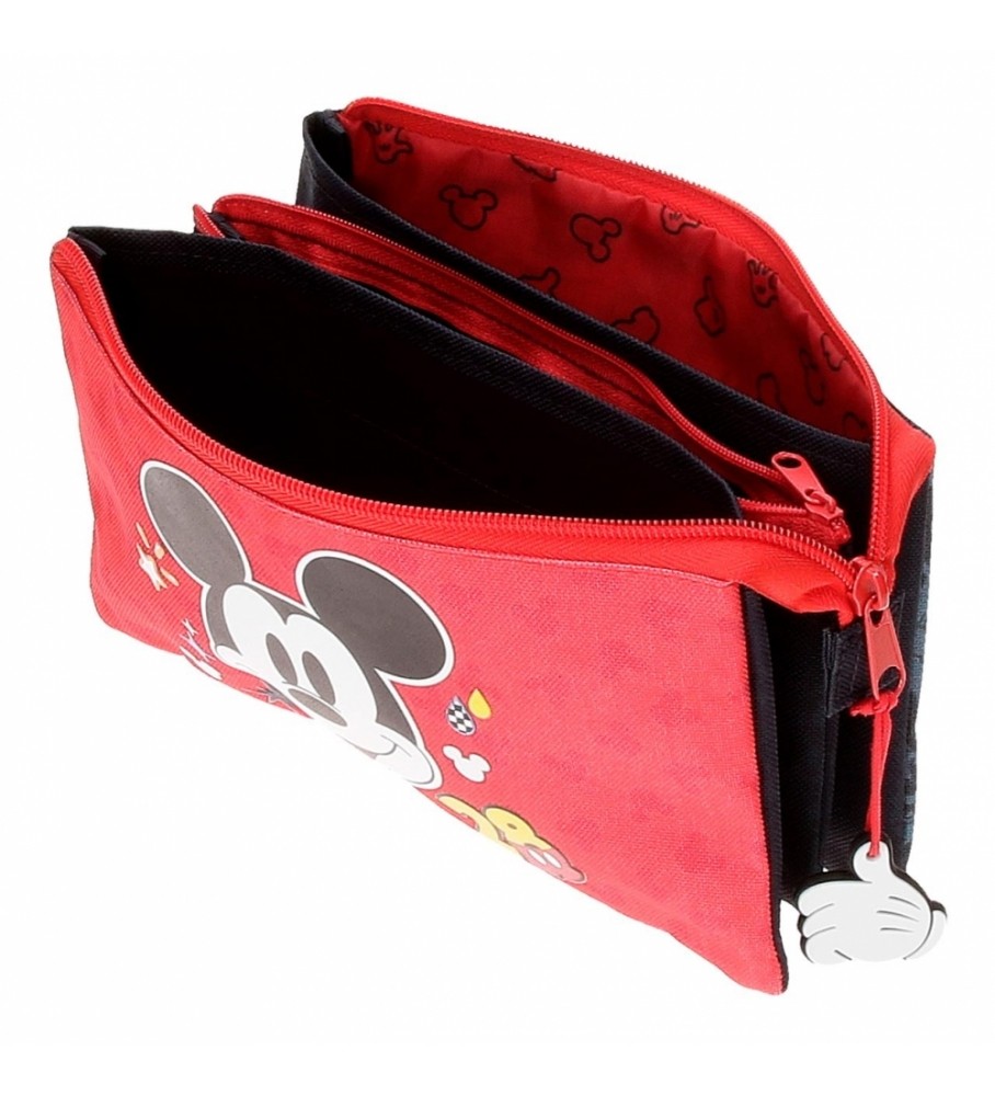 Estojo para lápis Joumma Bags Mickey Get Moving com três compartimentos, vermelho e azul - 22x12x5cm -