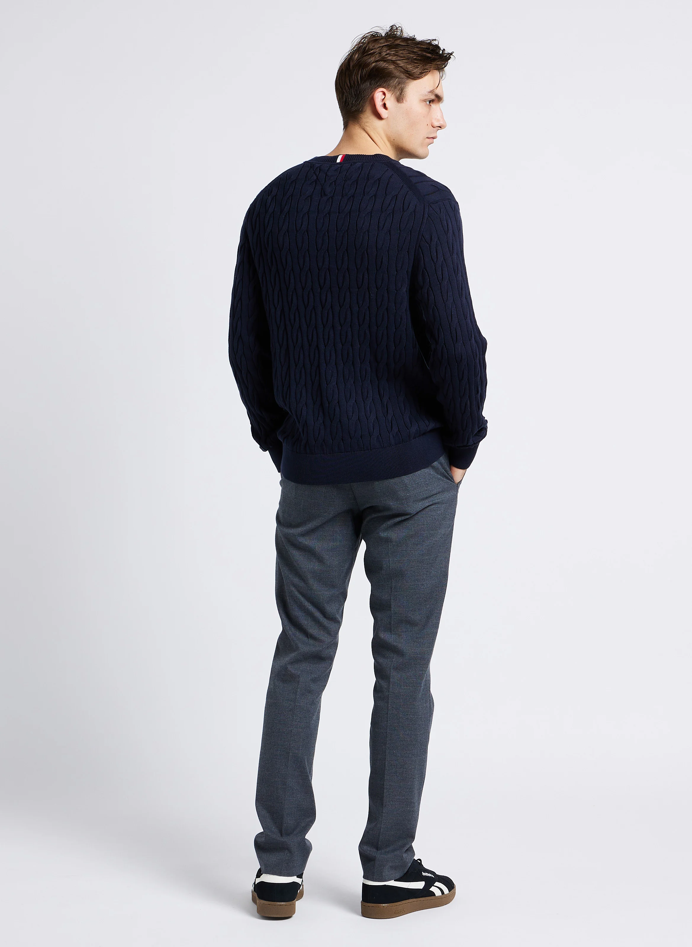 Pantalon de costume droit en coton mélangé | Bleu