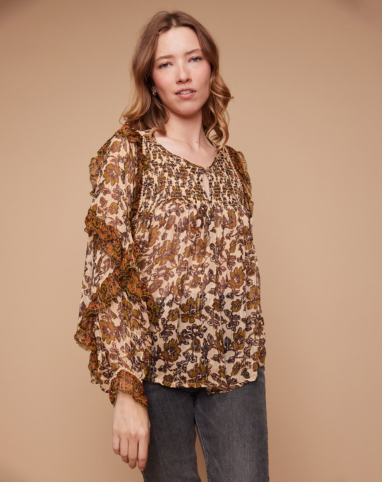 Louizon Blouse Ottis imprimée vanille