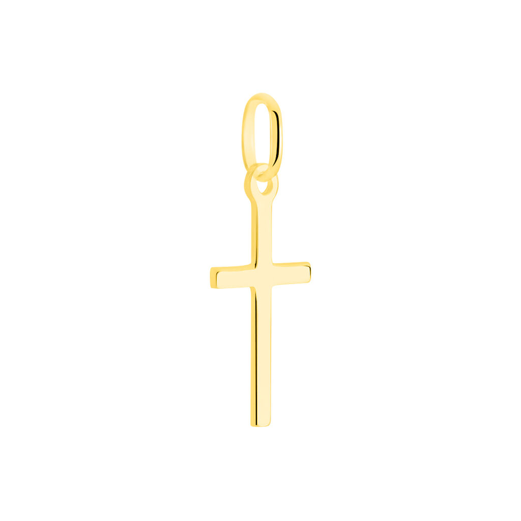 Pendentif Bathilde Croix Striee Or Jaune