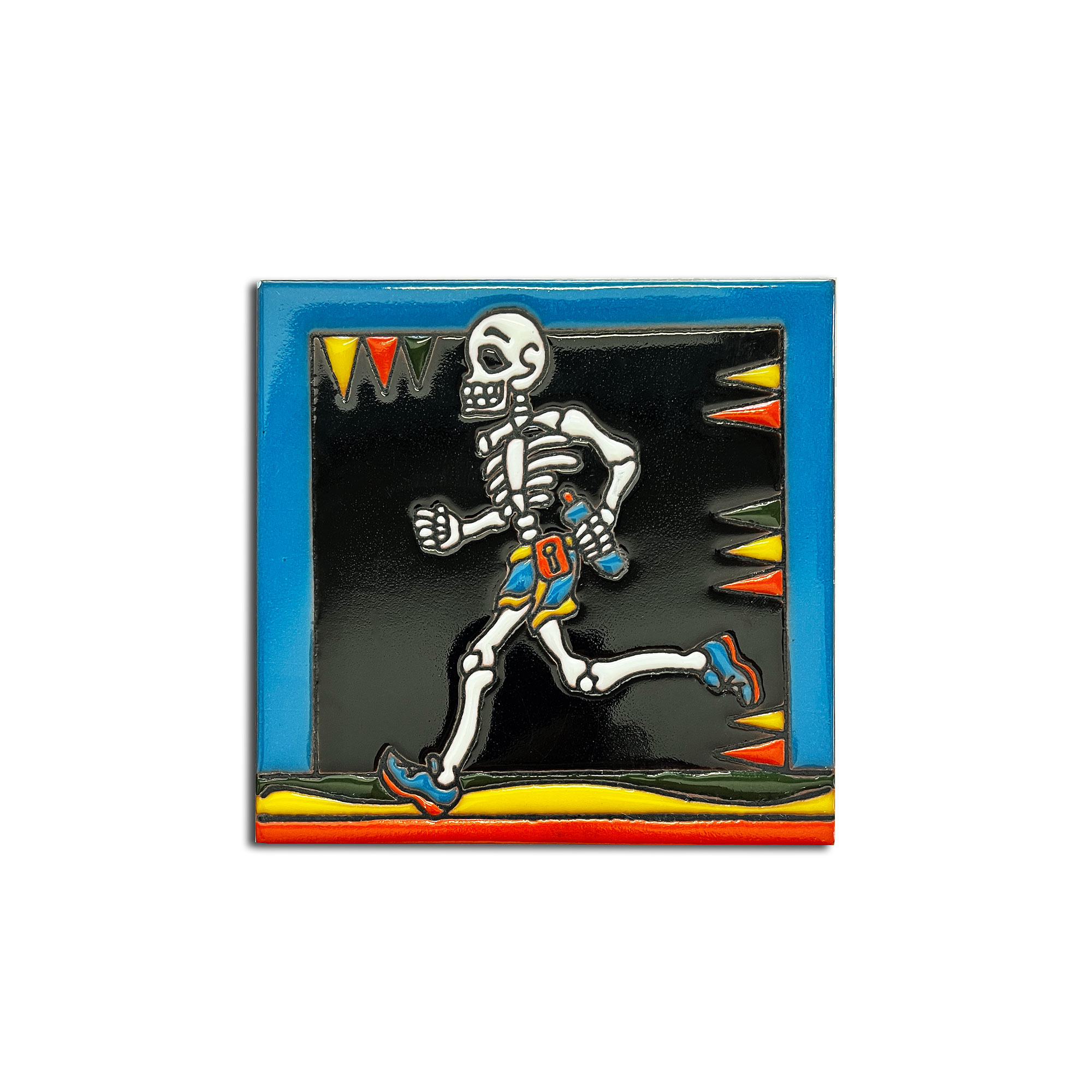 Relief-Kachel 'Corriendo', schwarz, multicolor, H 15 cm, B 15 cm von fischer's lagerhaus