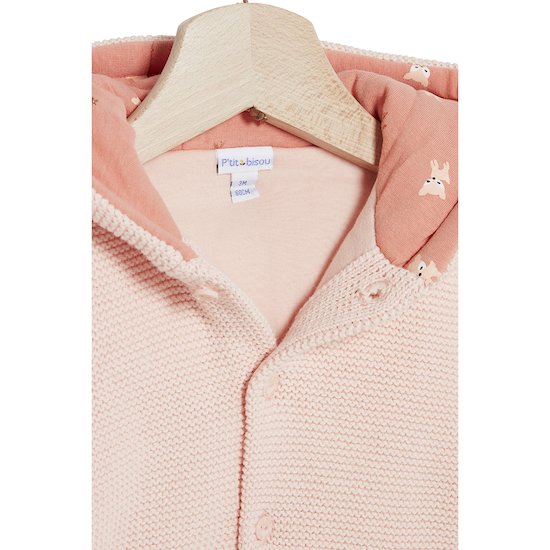 Petit Cocon Mignon Cardigan à capuche   Rose        de               P'tit bisou