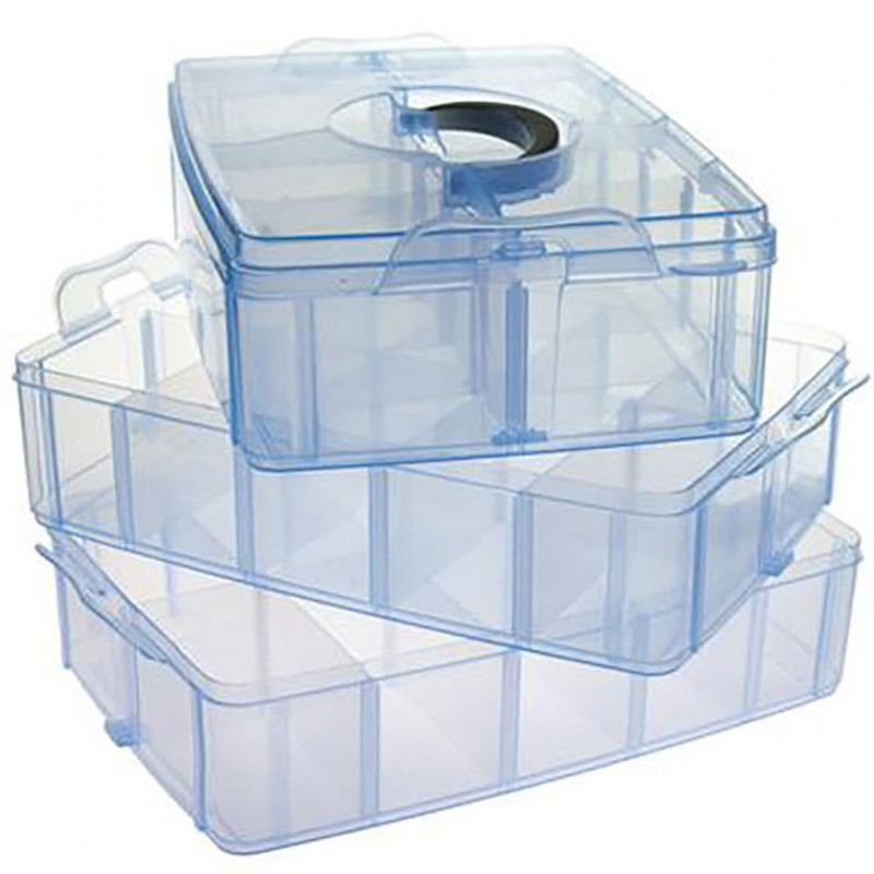 Boite de rangement plastique 30 compartiments Bleu