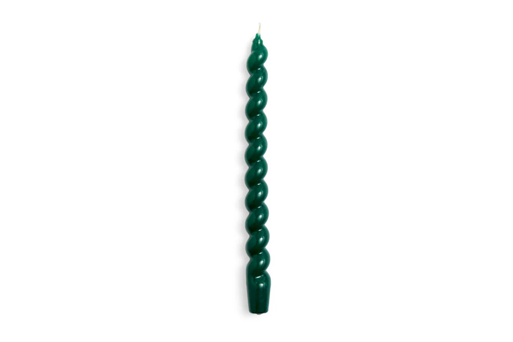 HAY  Long Spiral stearinlys, Green - 29 cm.