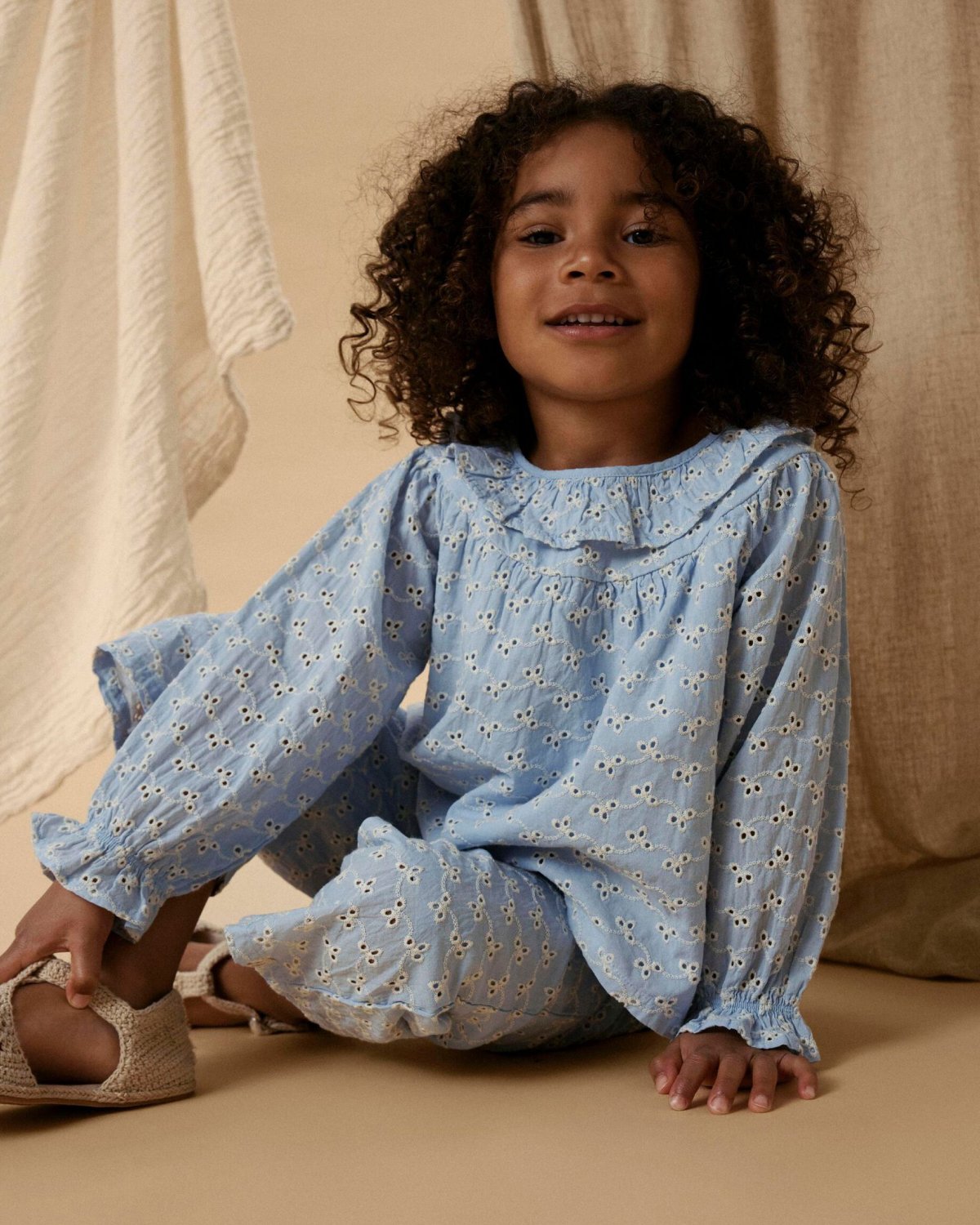 Bluse Barn M/ Volangerkrage – Øko Bomull | NMFTESSIE LS LOOSE SHIRT LIL