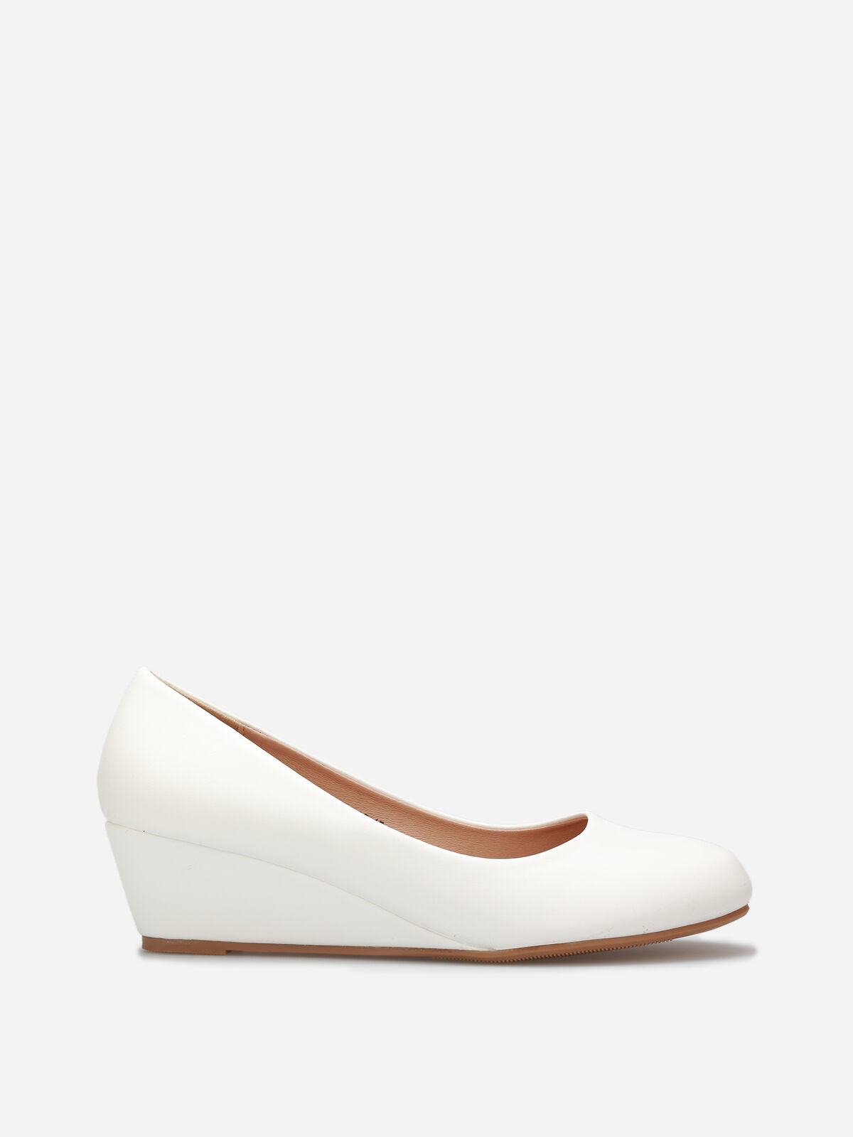 Ballerines compensées à bout rond grandes tailles- Blanc