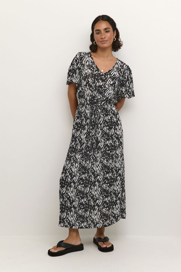 Kaffe KAamber Long Dress Black/white graphic snake