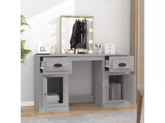 Coiffeuse avec LED sonoma gris 130x50x132,5 cm