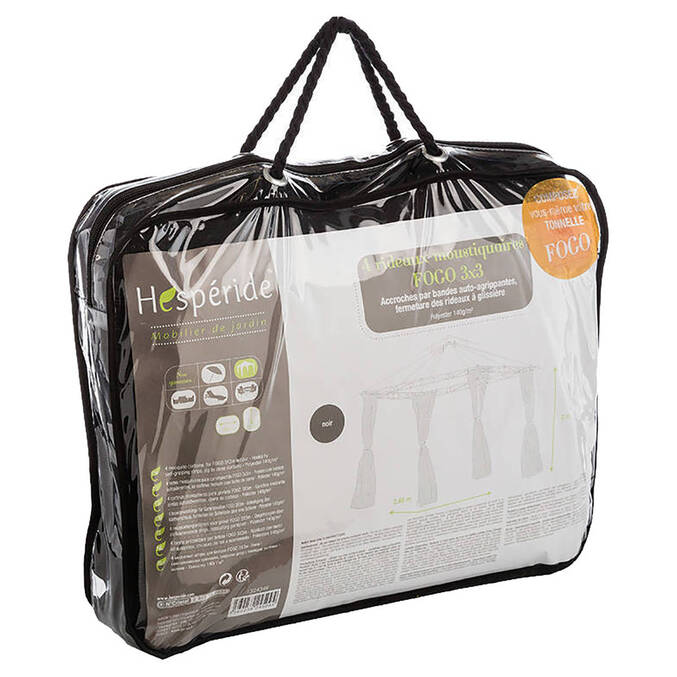 Rideaux moustiquaire pour tonnelle FOGO Noir