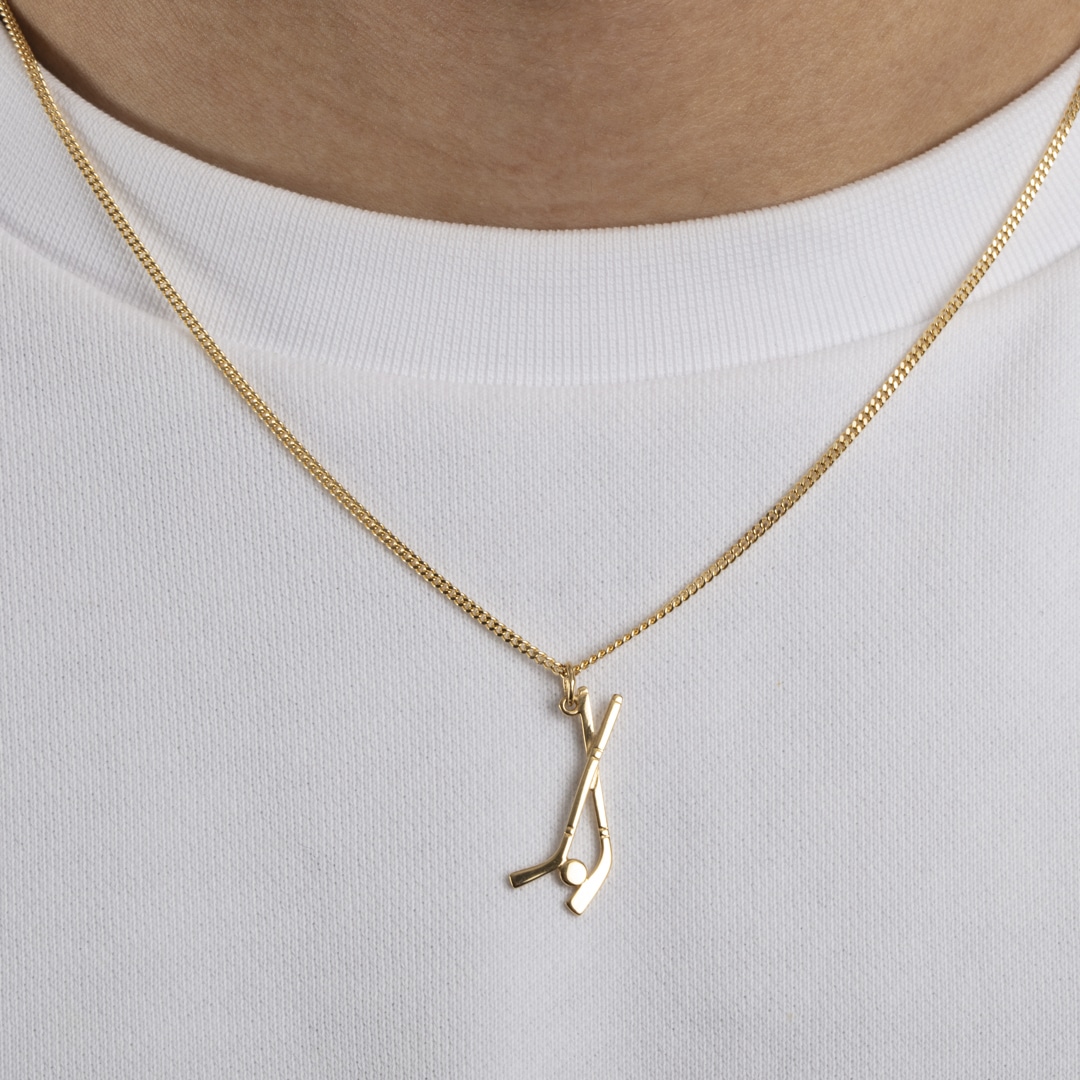 Anhänger 750/18 K Gelbgold Eishockeyschläger