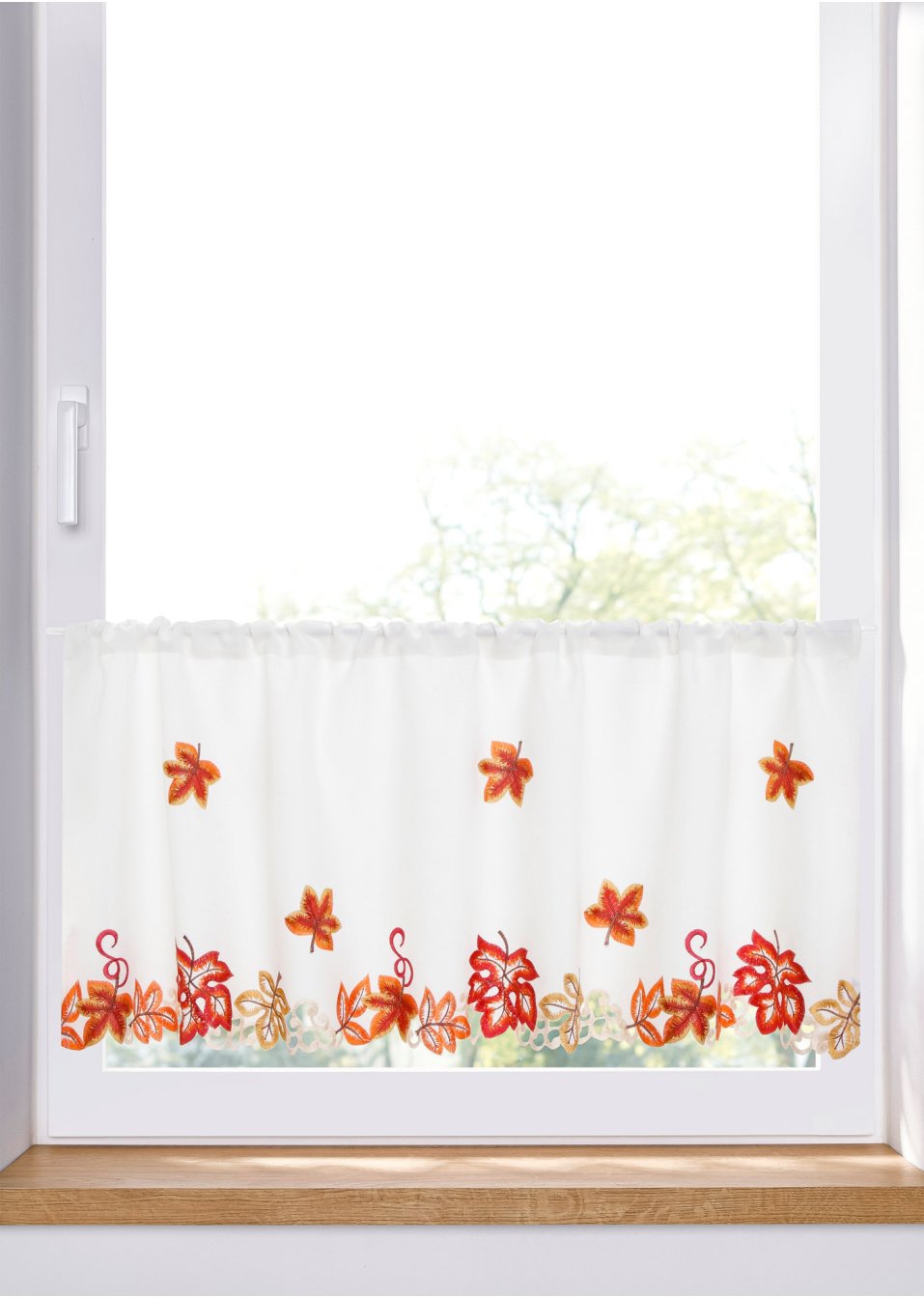 Brise-bise avec broderie feuilles