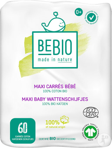 Bebio Maxi Carrés Bébé Coton Bio 60 Pièces