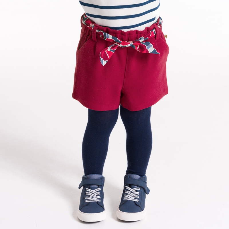 Short chaud ceinture fleurie rose bébé fille