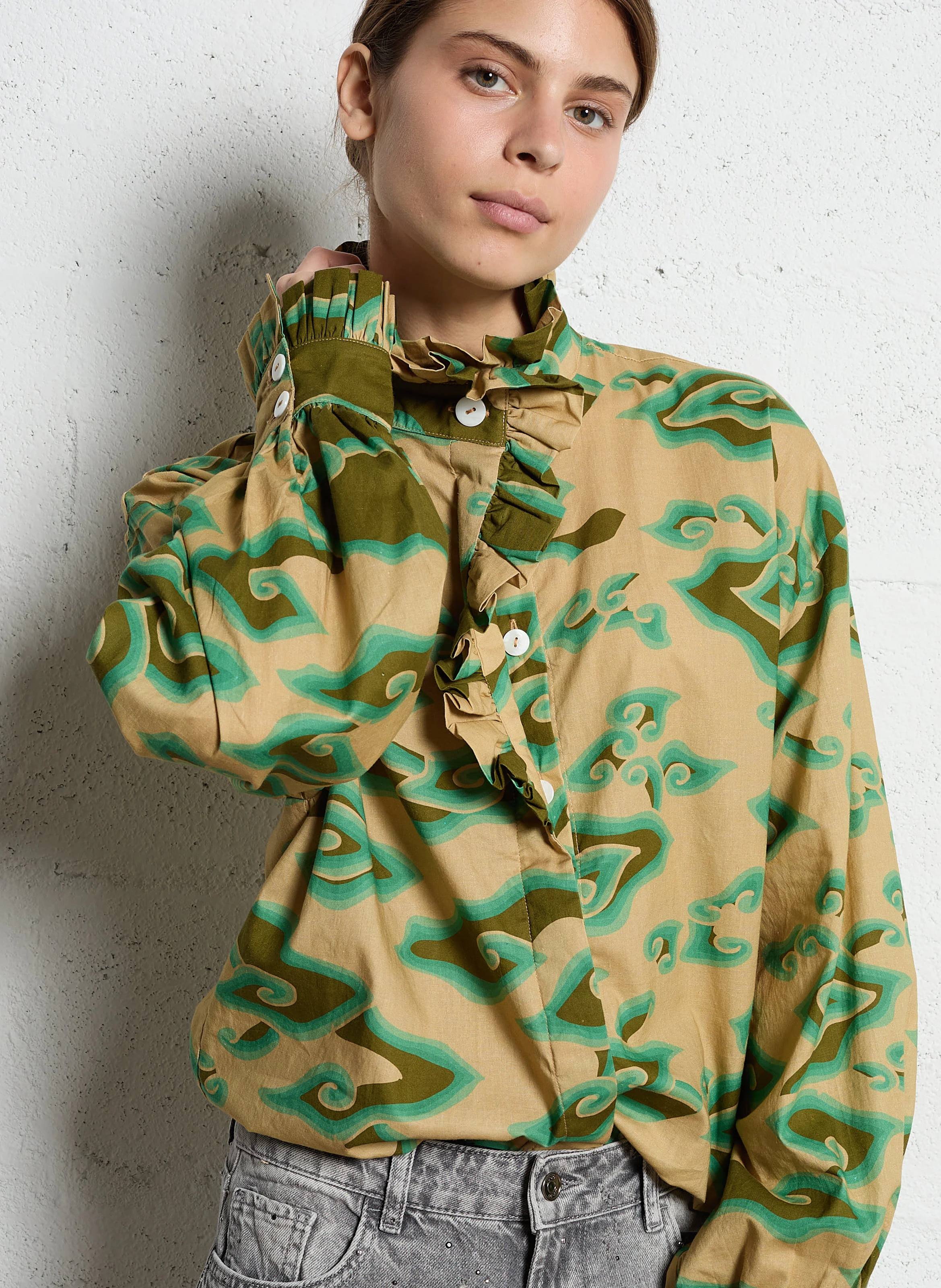 ECSTASY - Blouse imprimée en coton | Kaki