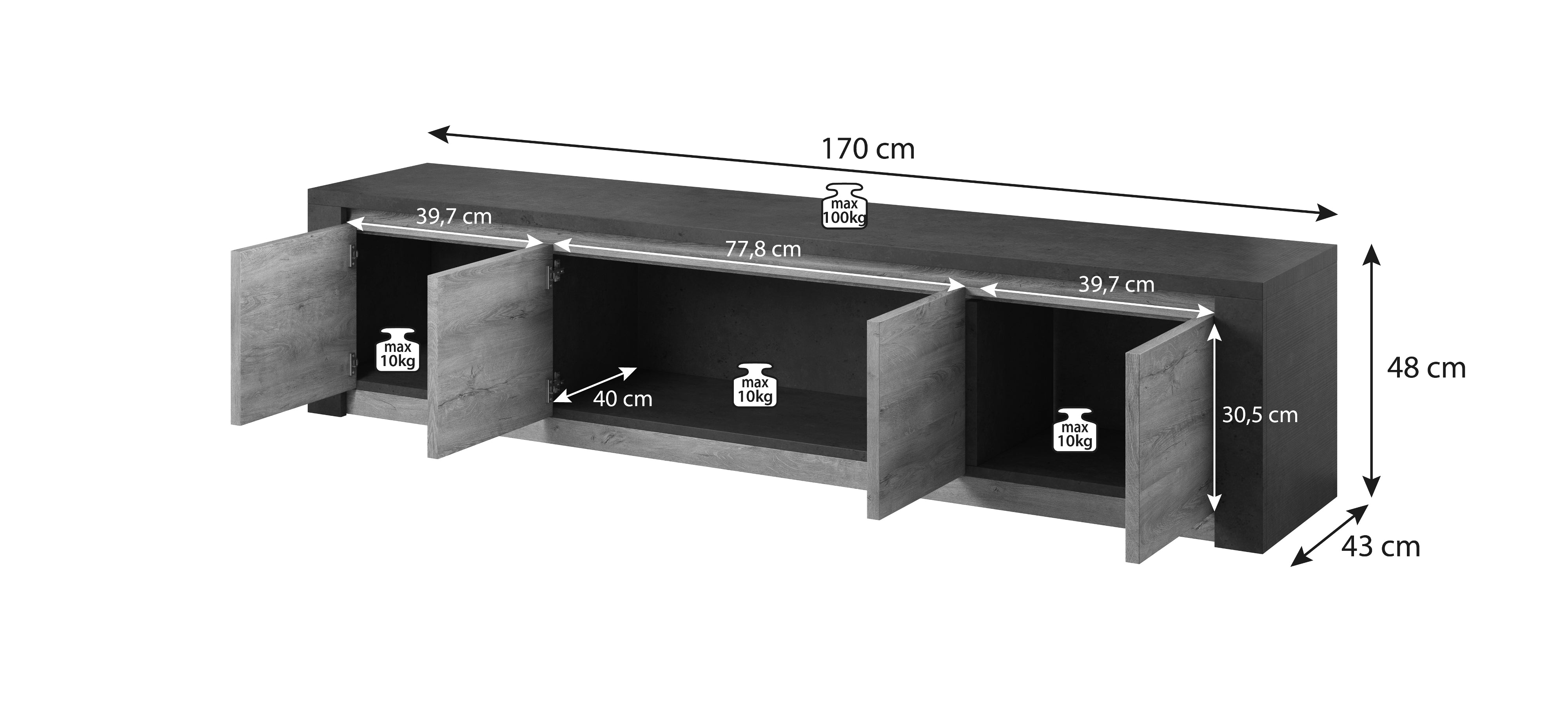 Monaco - TV-Meubel - Eiken - 170 cm