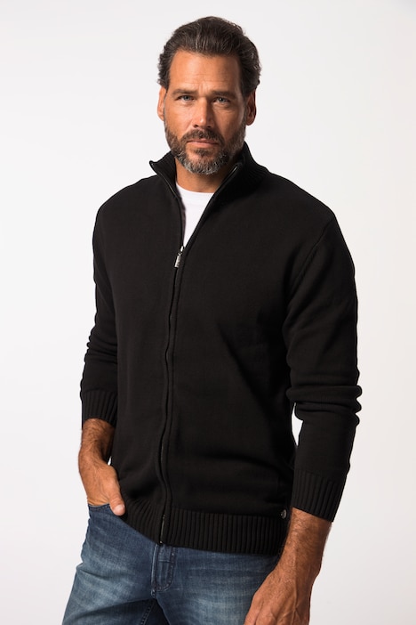 Strickjacke, Stehkragen, Rippbündchen