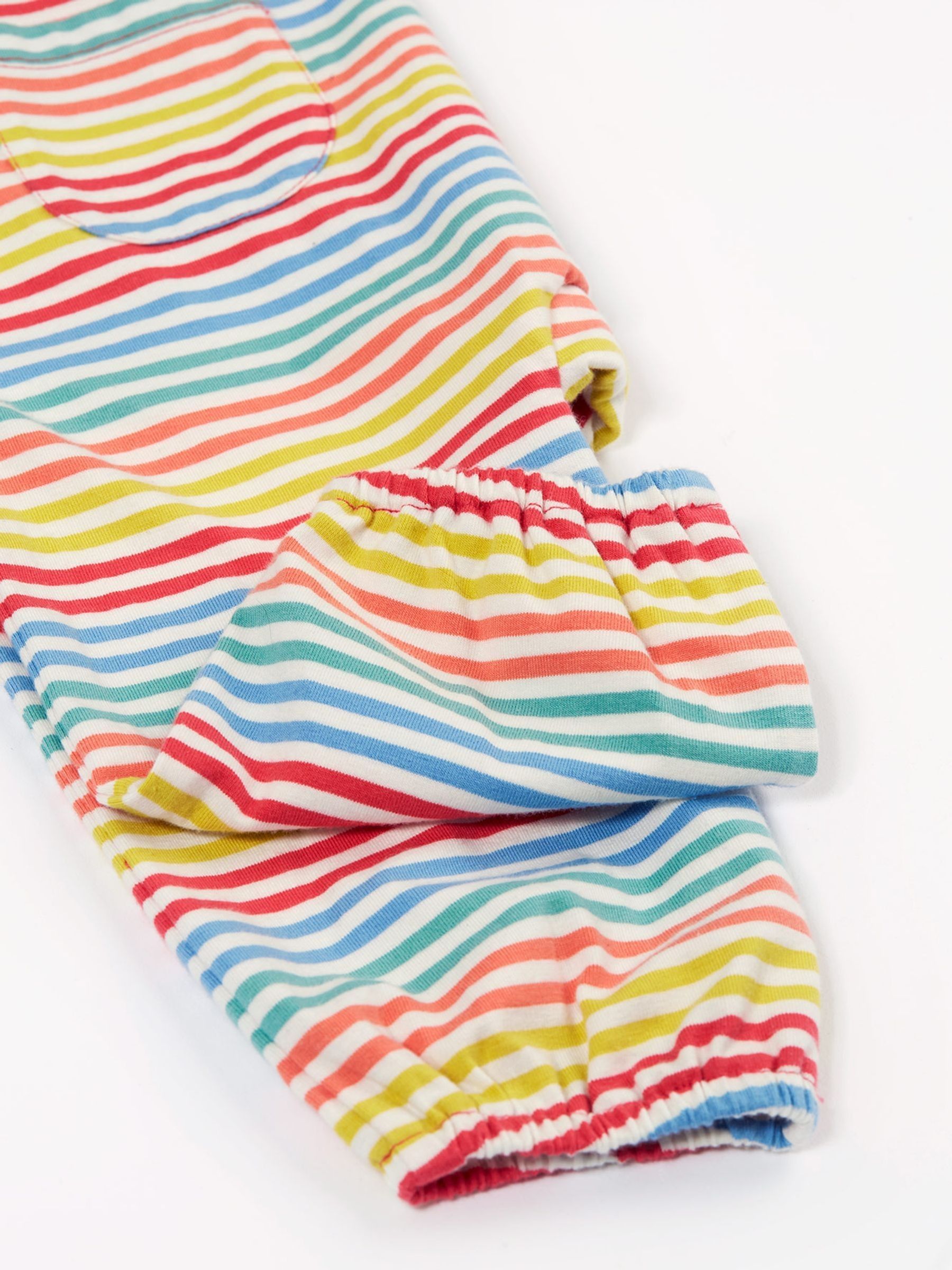 Frugi Blauw Dory Speelpakje met regenboog bretelbroeken