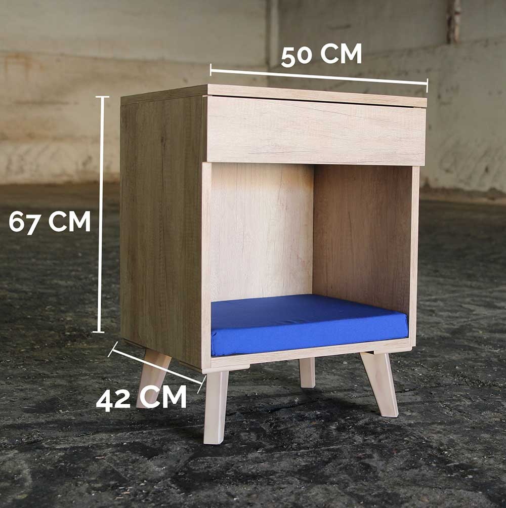 Mesa de cabeceira de madeira para cães, branca