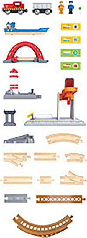 HAPE - Maritieme en Spoorweg Goederenset - Houten Treinbaan - Vrachtschip - Speelgoed