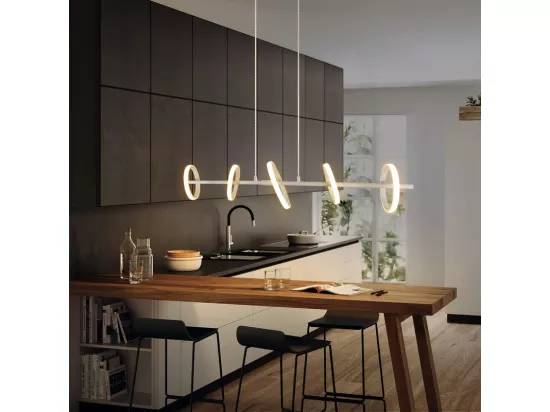 NETTLIFE Lampe à suspension LED moderne 31 W avec anneaux amovibles rotatifs blanc chaud 3000 K