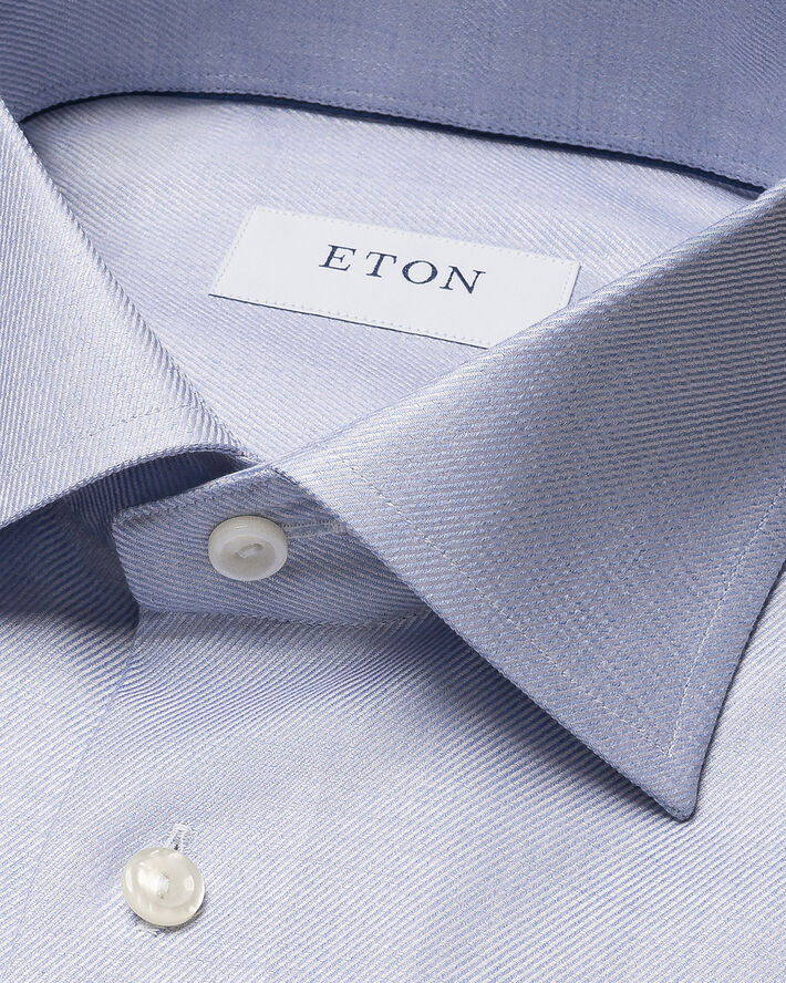 ETON Slim Fit Dark Blue Mélange Solid Cotton Tencel Lyocell Shirt Blå