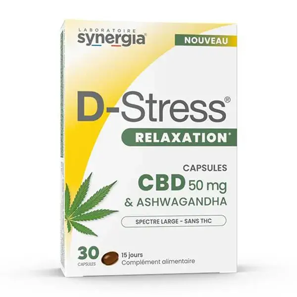 Cápsulas de CBD para relaxamento do estresse D-Stress 50mg - 30 cápsulas