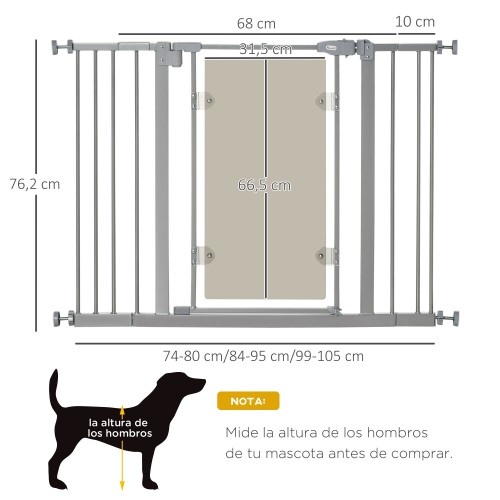 Portão de segurança extensível PawHut para escadas, cinza, para cães.
