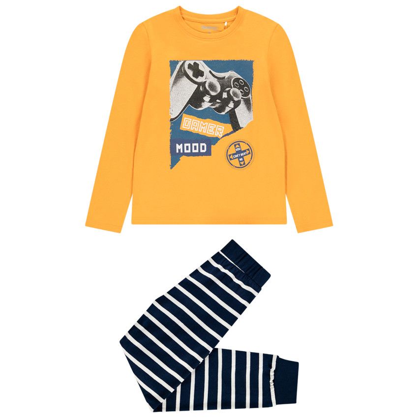 Pyjama en coton bio print manette pour enfant garçon - Jaune