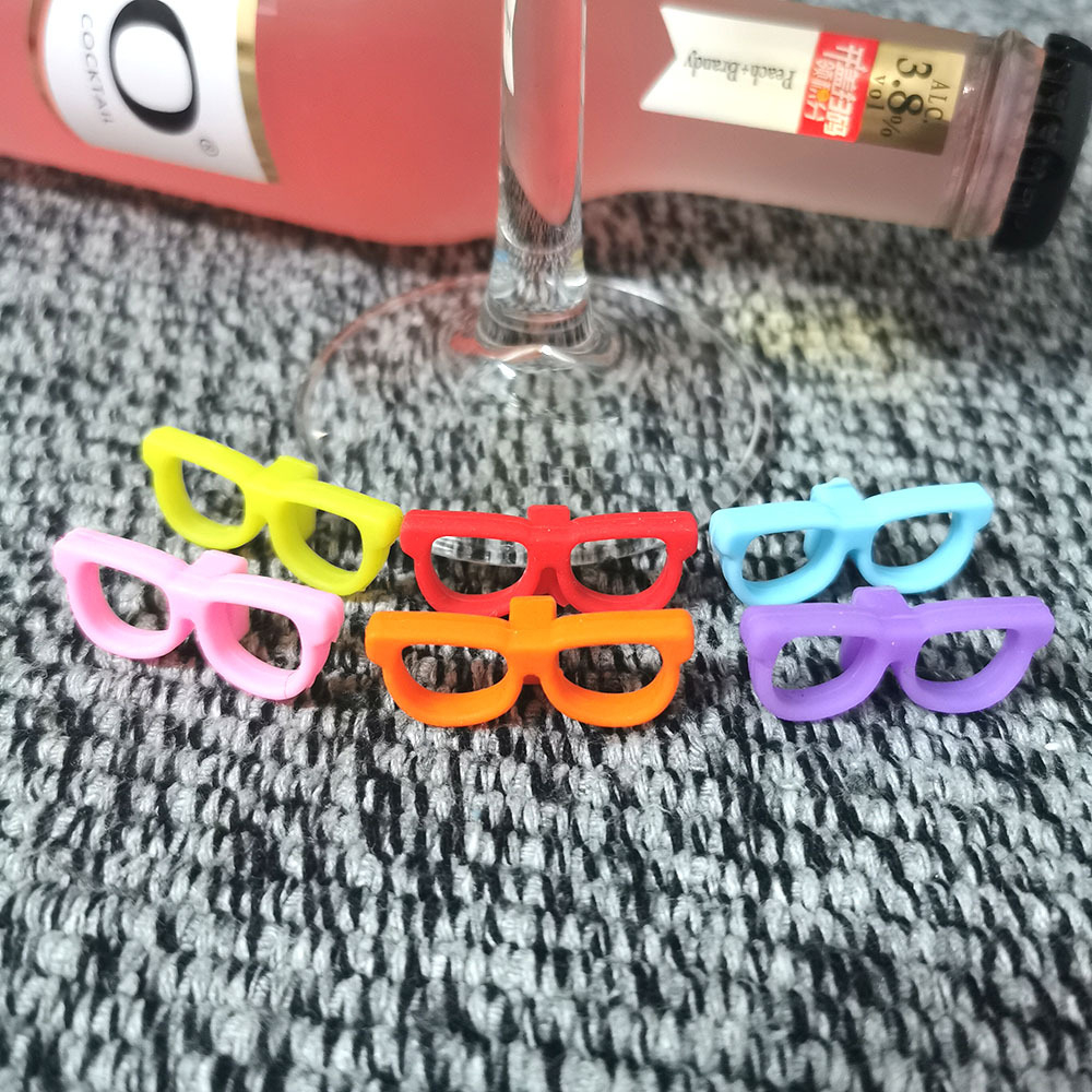 (6er Set) Silikon Glas Markierer Wiederverwendbare Trinkglas Markierung - Brille