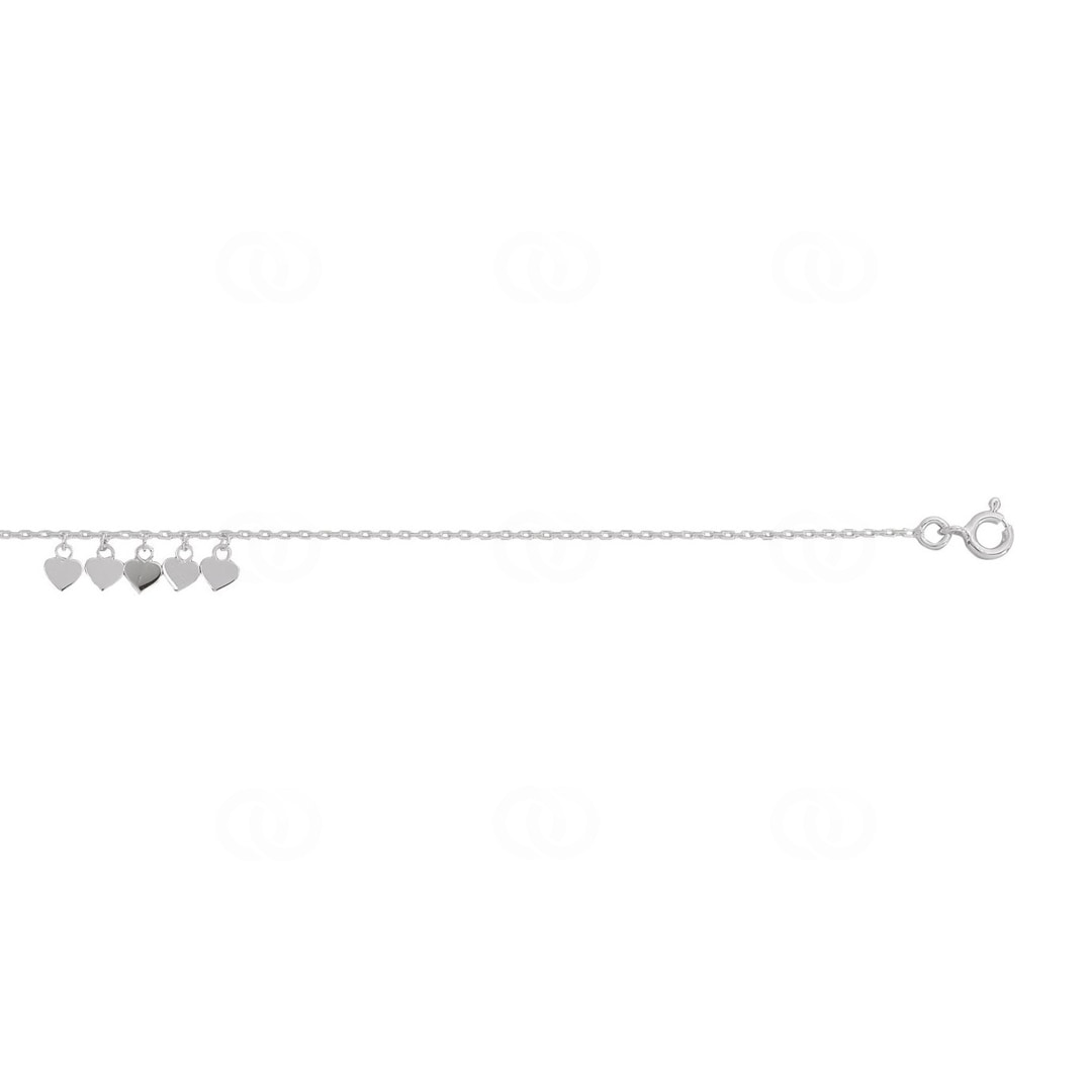 Fusskette 925 Silber rhodiniert Herzen 26cm