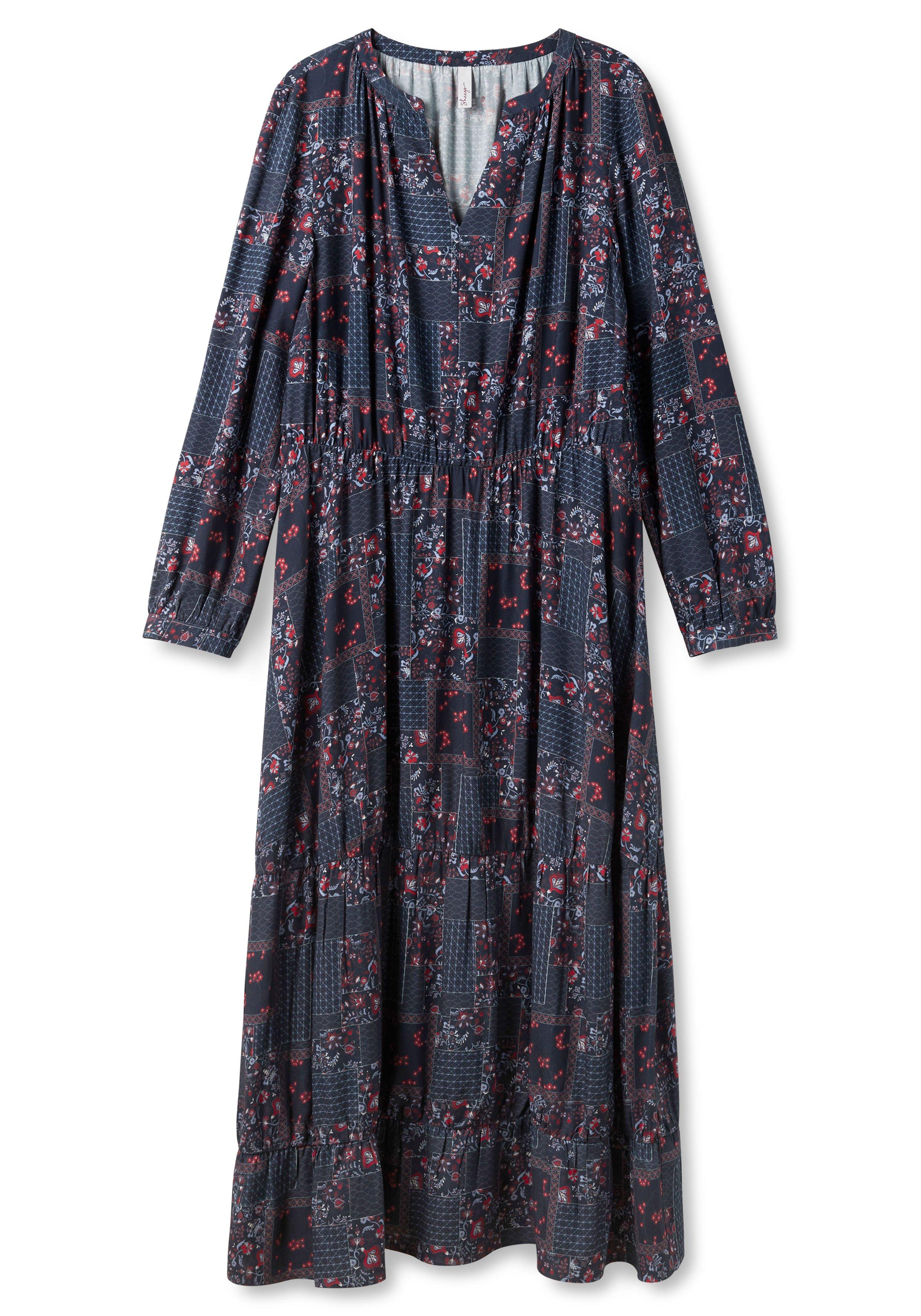 Maxikleid mit Alloverprint und weitem Rock