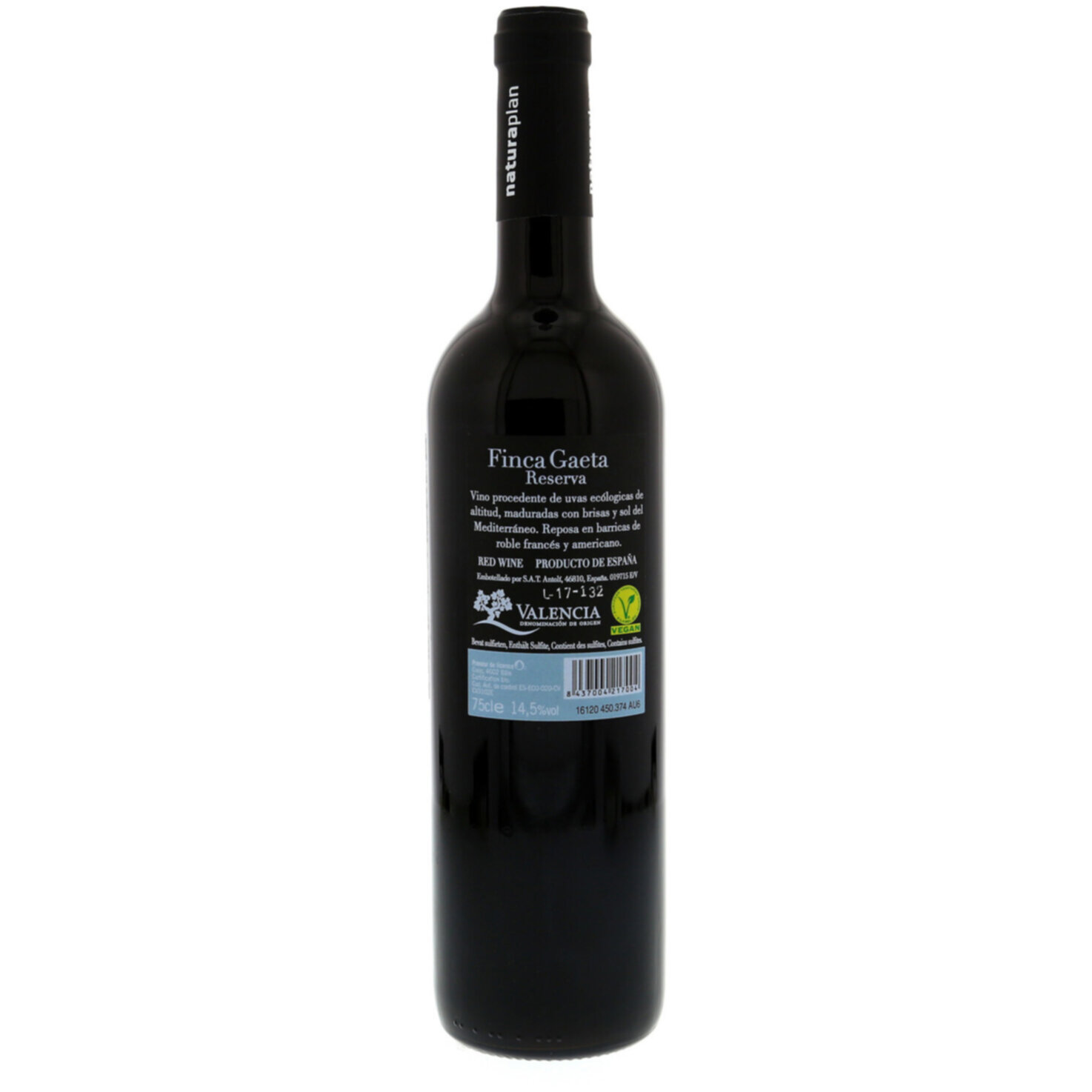 Naturaplan Bio Tempranillo Finca Gaeta Reserva Valencia DOC -75cl