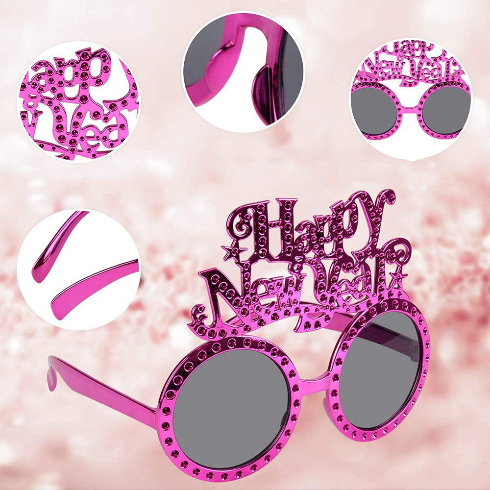 (4er Set) Photo Booth Silvester Brillen Party Fotorequisiten Foto Accessoires Dekorationen für lustige Bilder - Happy New Year