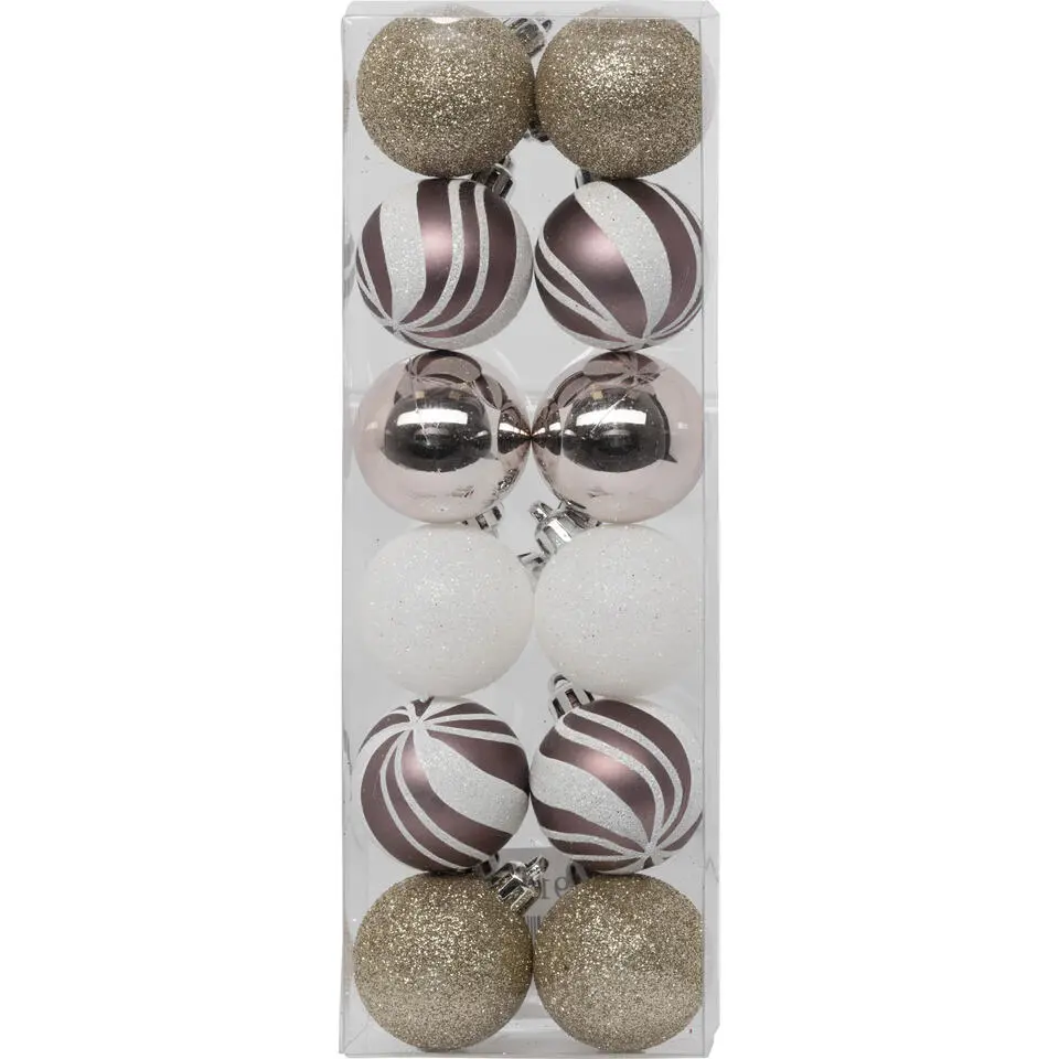 Atmosphera kerstballen - 12x - kunststof - mix kleur - 4 cm