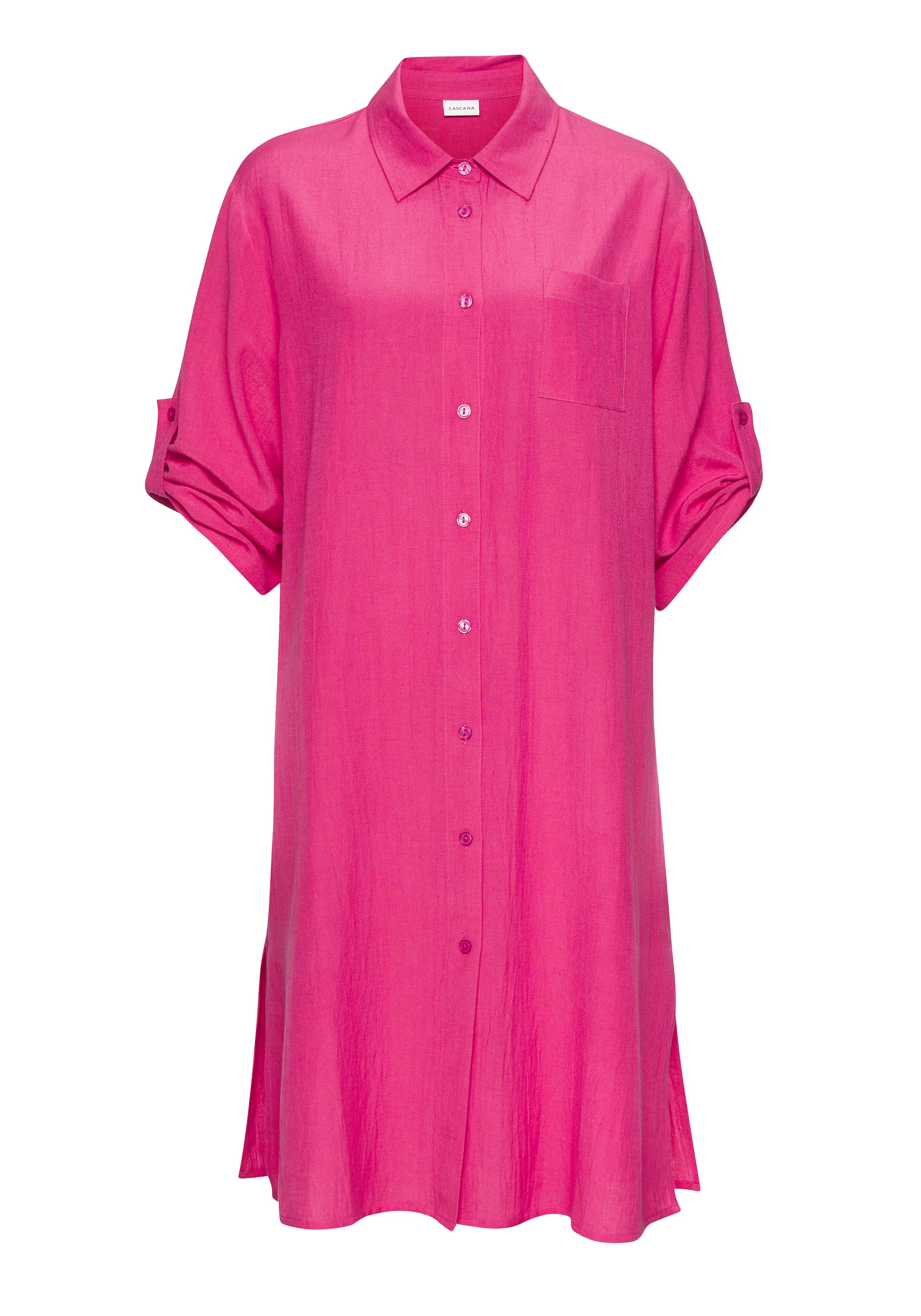 LASCANA Longbluse aus leichter Webware mit Leinenanteil, luftiges Blusenkleid