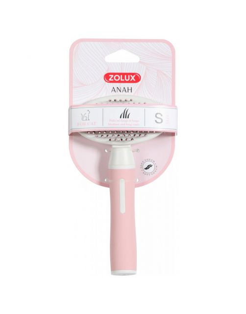 Zolux Anah Cat Soft Retro Slicker Small - Kattenvachtborstel - 5.5x9x16.7 cm Pink Wit For Cat. Medium And Long Coats S