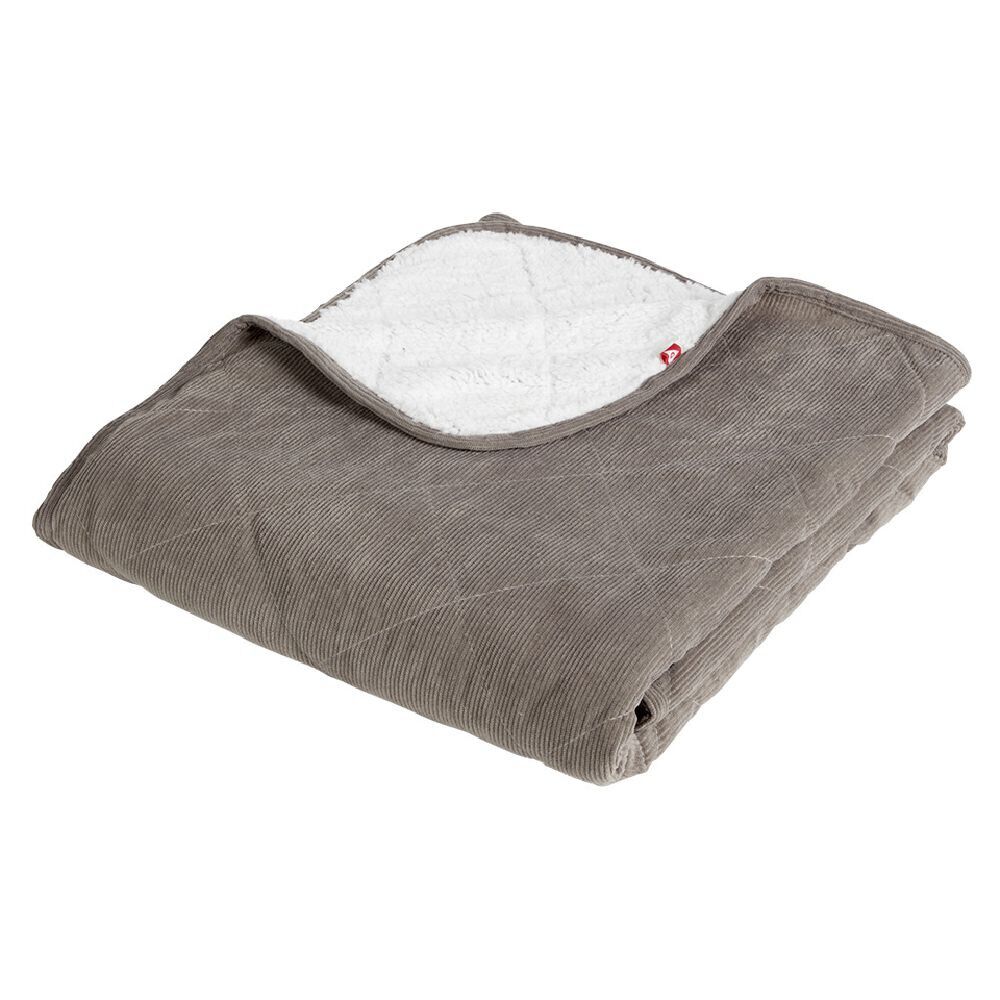 Plaid sherpa et côtelé polyester beige 130x160cm