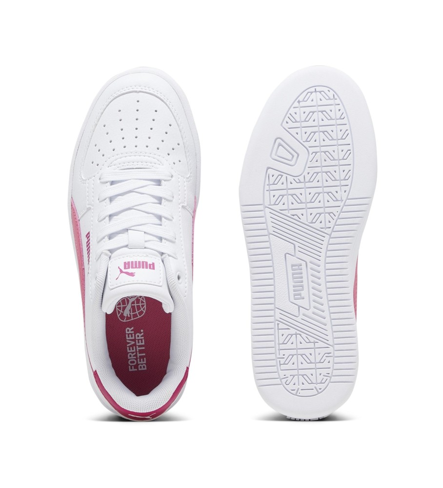 Tênis Puma Caven 2.0, branco e rosa.
