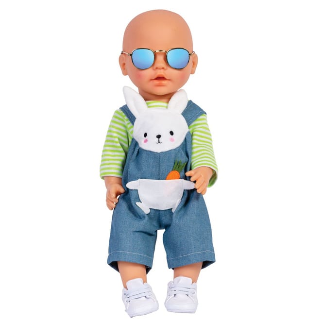 Puppen Sonnenbrille - gold - blau verspiegelt