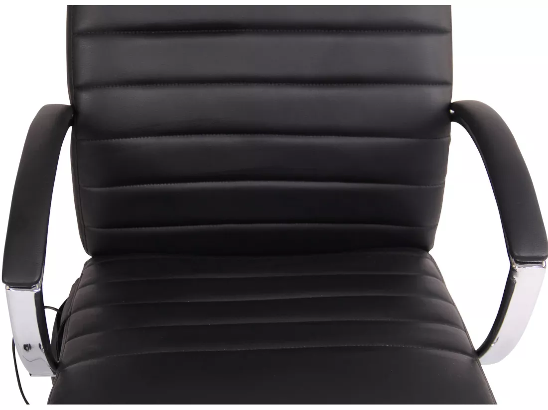 Chaise de bureau - Similicuir & Métal chromé - Noir - Valais