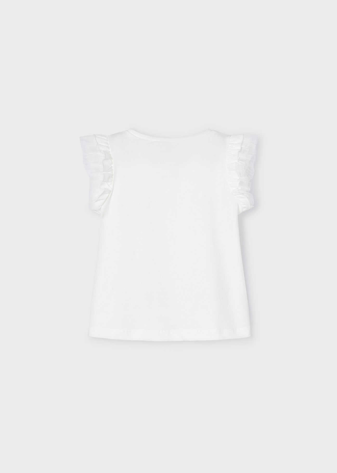 Camiseta feminina de tule floral, cor nude cru