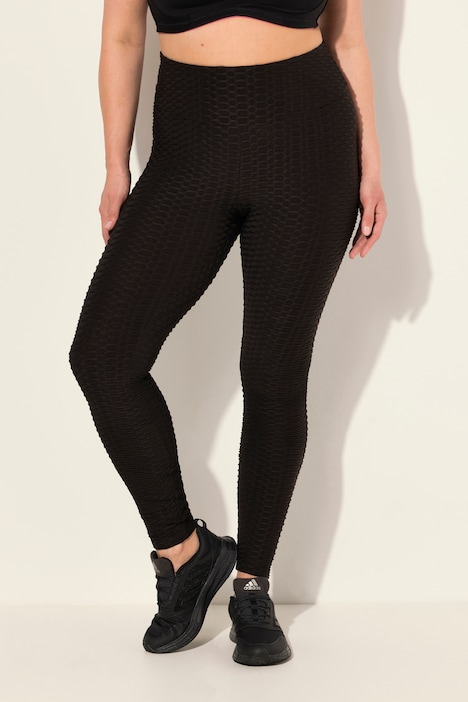 Struktur-Sportleggings, High Waist, breiter Elastikbund