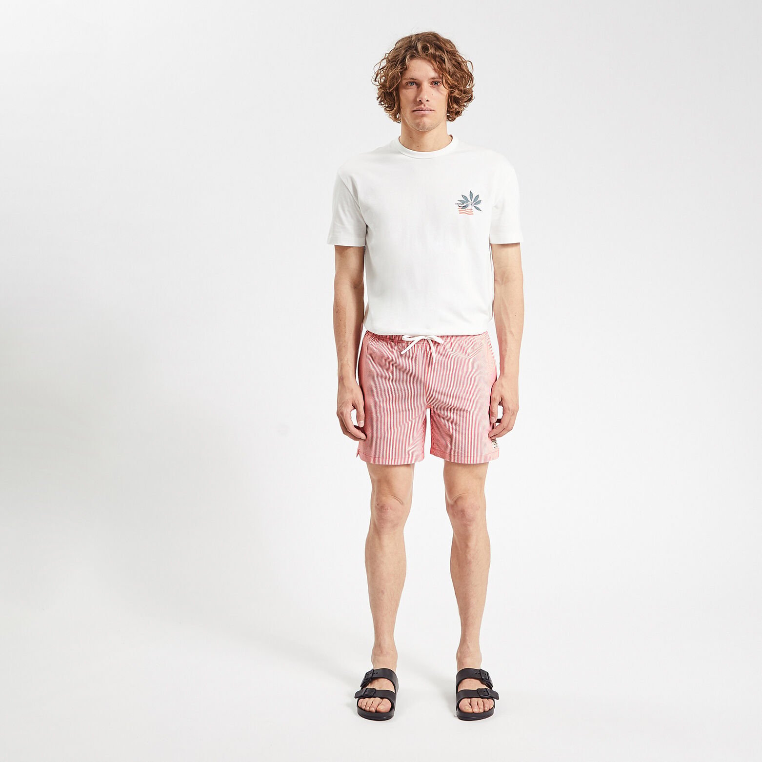 Maillot de bain rayure seersucker Rouge